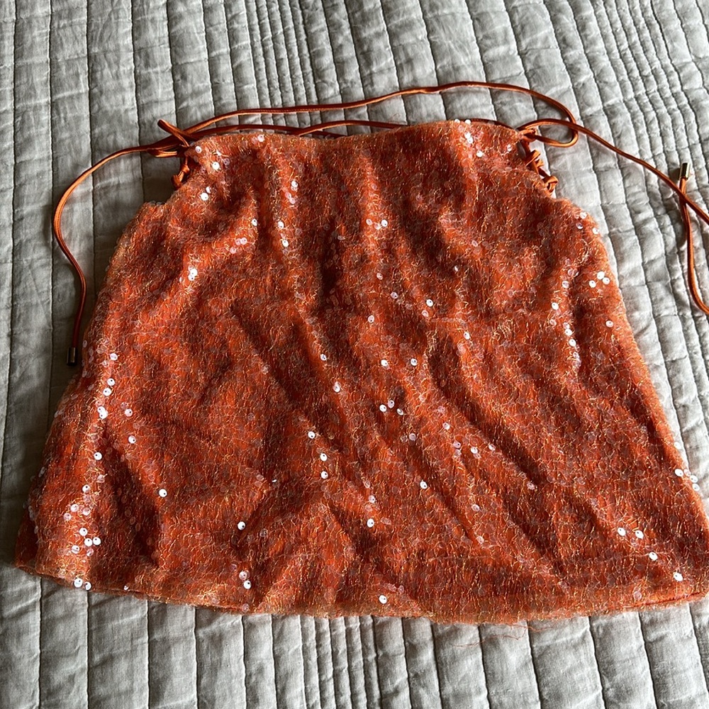 Sequin Mini Skirt in Orange - Picture 4 of 6